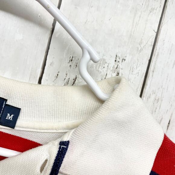 Polo Ralph Lauren Shirt Men Size Medium Collared Button Stripe Polo Red White - Picture 6 of 9